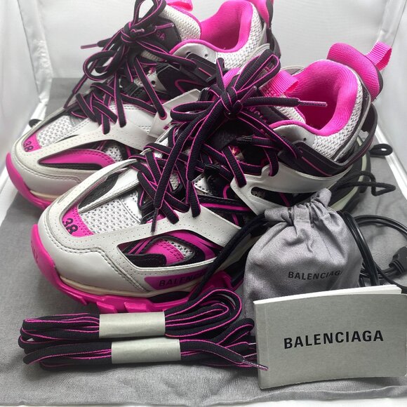Balenciaga Track Pink Tricolor LED Sneakers Size 8/38 - LIKE NEW - Picture 1 of 6